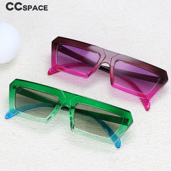 CCSpace Women's Full Rim Irregular Rectangle Acetate Frame Sunglasses 54603 Sunglasses CCspace Sunglasses   