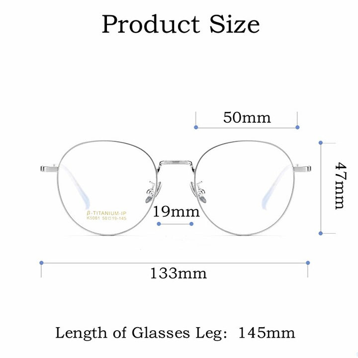 KatKani Unisex Full Rim Round Titanium Eyeglasses K5081 Full Rim KatKani Eyeglasses   