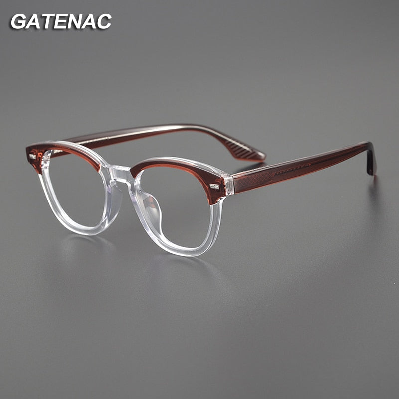 Gatenac Unisex Full Rim Square Acetate Eyeglasses Gxyj1113 Full Rim Gatenac   