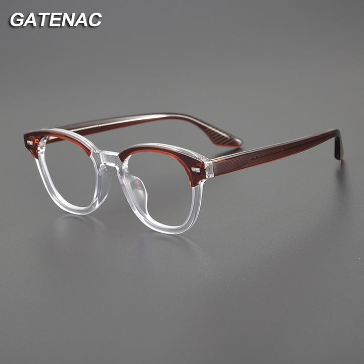 Gatenac Unisex Full Rim Square Acetate Eyeglasses Gxyj1113 Full Rim Gatenac   