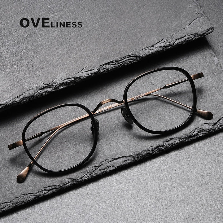Oveliness Unisex Full Rim Round Square Titanium Eyeglasses 137 Full Rim Oveliness   