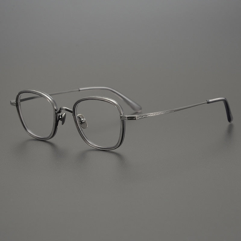 Gatenac Unisex Full Rim Square Titanium Acetate Frame Eyeglasses Gxyj811 Full Rim Gatenac Gray  