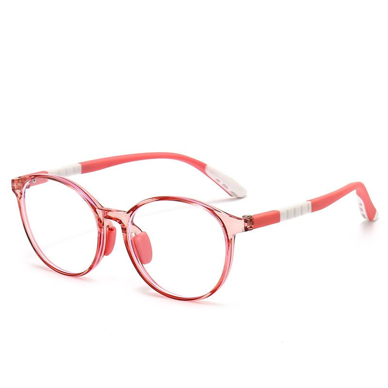 CCSpace Unisex Youth Full Rim Round Silicone Eyeglasses 54668 Full Rim CCspace Pink white China 