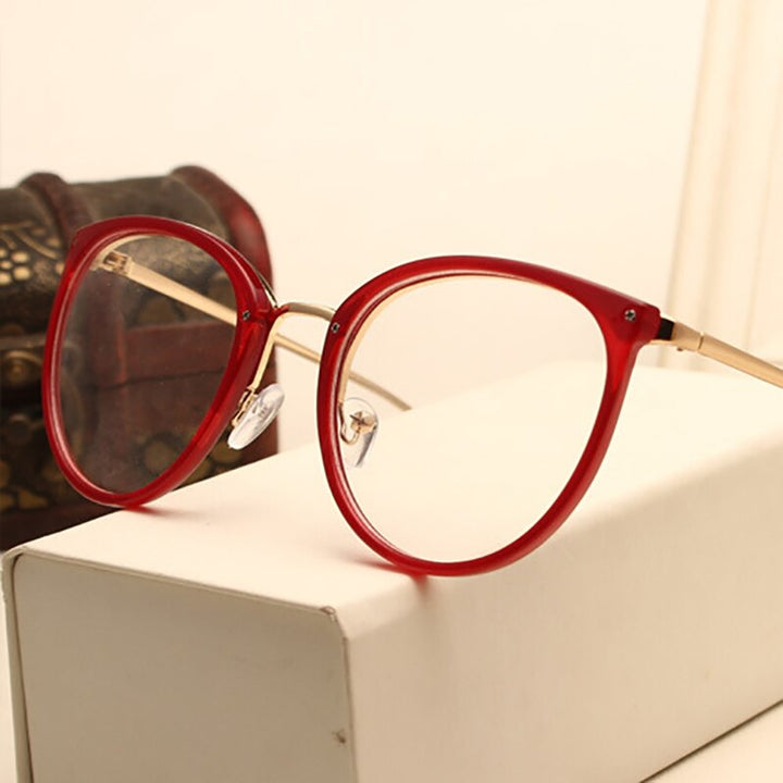 Cubojue Unisex Full Rim Round Tr 90 Titanium Hyperopic Reading Glasses 5969 Reading Glasses Cubojue 0 Red 