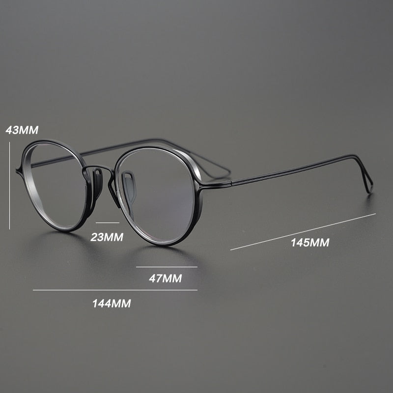 Gatenac Unisex Full Rim Round Titanium Frame Eyeglasses Gxyj753 Full Rim Gatenac   