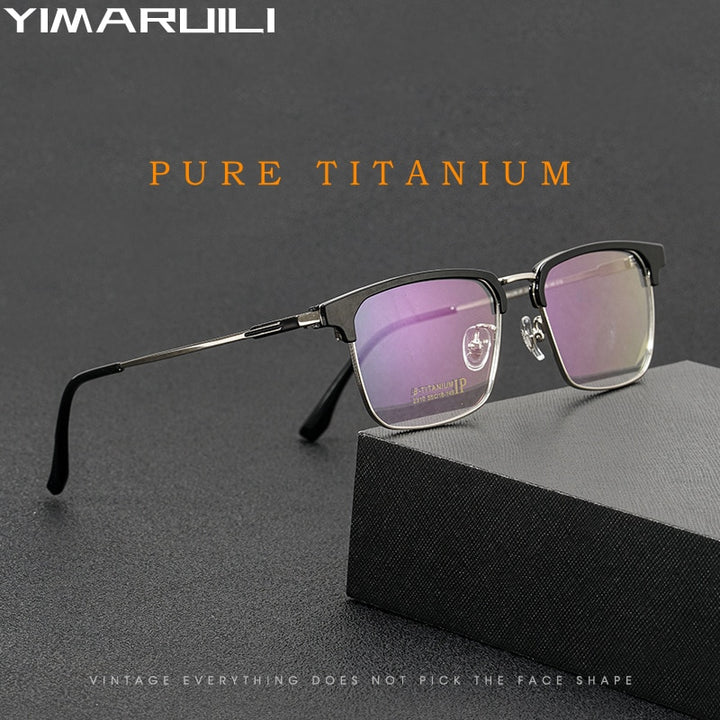 Yimaruili Men's Full Rim Square Acetate Titanium Eyeglasses 2310yj Full Rim Yimaruili Eyeglasses   