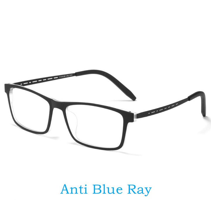 Yimaruili Men's Full Rim Square Tr 90 Titanium Anti Blue Light Reading Glasses Y8822 Reading Glasses Yimaruili Eyeglasses Anti Blue White 0 