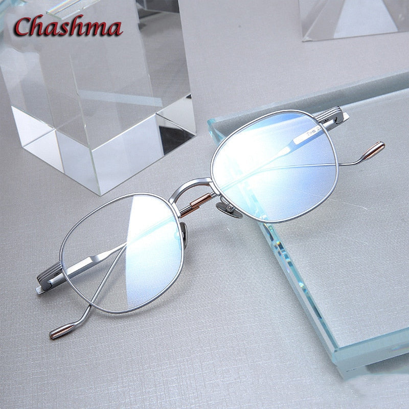 Chashma Ochki Unisex Full Rim Round Square Titanium Eyeglasses 022 Full Rim Chashma Ochki   