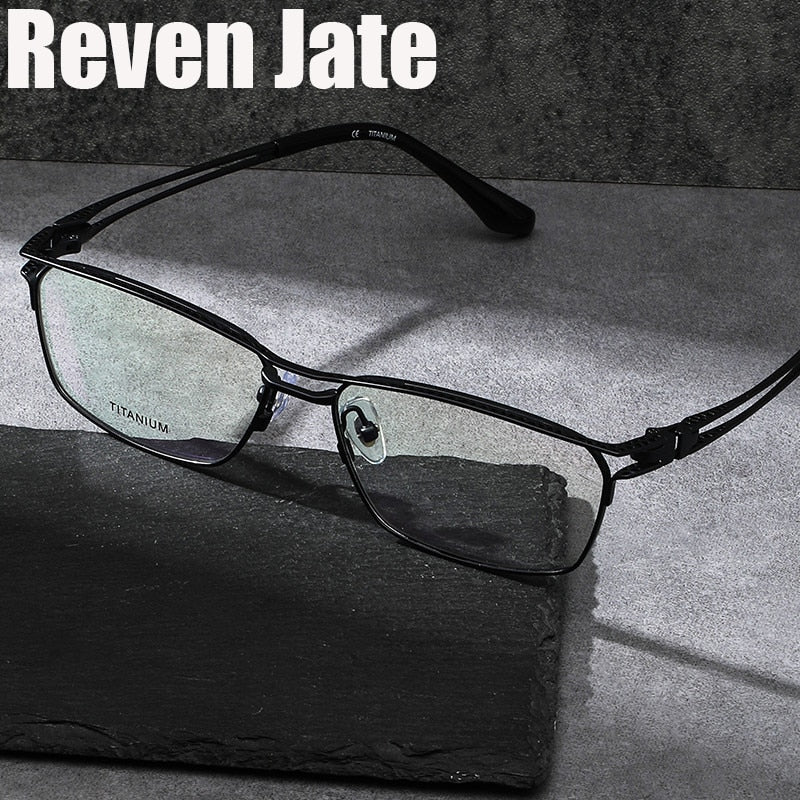 Reven Jate Men's Full Rim Large Irregular Square Double Rim Titanium Eyeglasses LA6154 Full Rim Reven Jate   