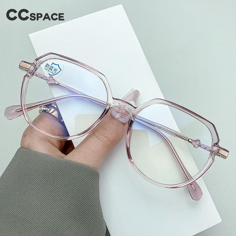 CCSpace Women's Full Rim Round Square Tr 90 Titanium Eyeglasses 55639 Full Rim CCspace   