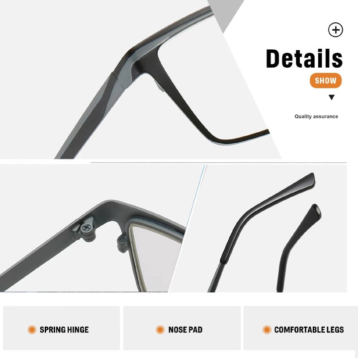 Hotochki Unisex Full Rim Square Stainless Steel Alloy Eyeglasses 4195 Full Rim Hotochki   