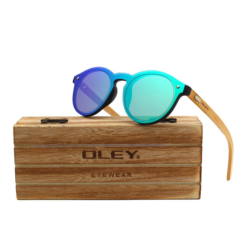 Oley Women's Round Bamboo Leg Color Film Sunglasses Z0479 Sunglasses Oley Z0479 C2MBOX custom logo 