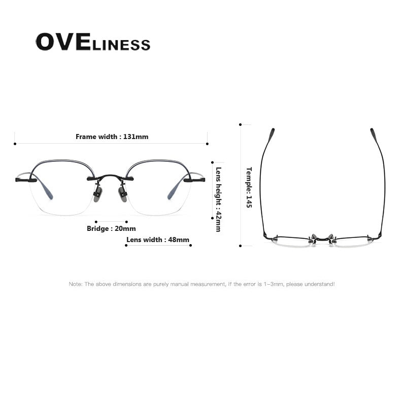 Oveliness Unisex Rimless Irregular Square Titanium Eyeglasses Rose Rimless Oveliness   