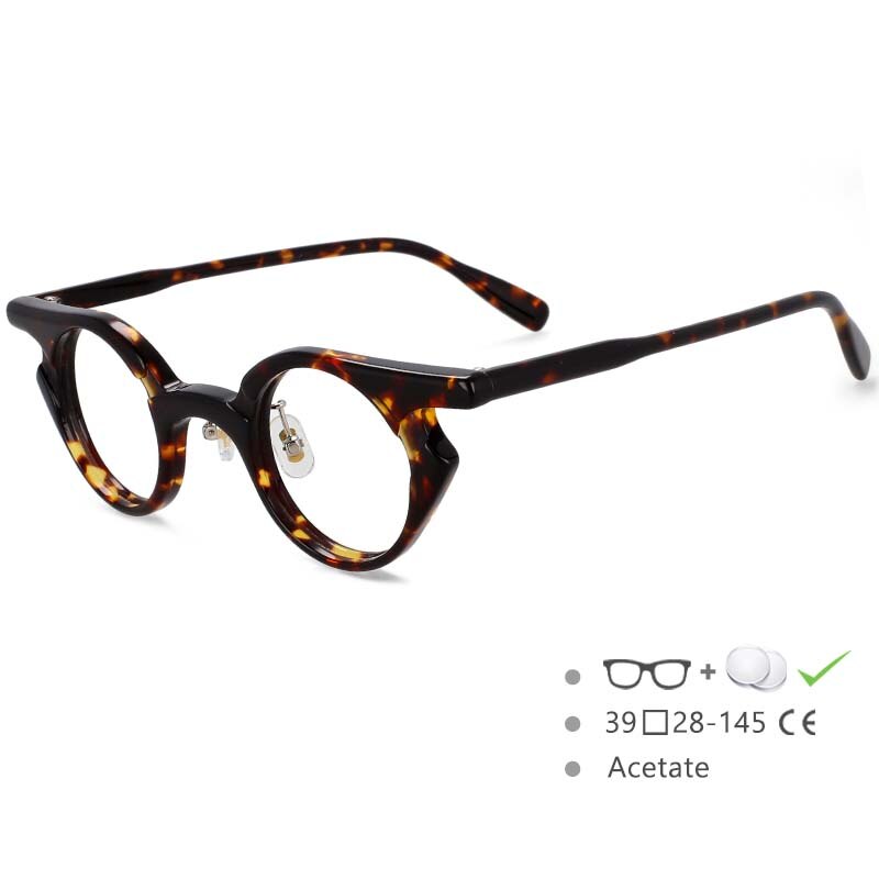 CCSpace Unisex Full Rim Round Acetate Frame Punk Eyeglasses 54539 Full Rim CCspace leopard China 