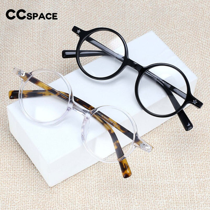 CCSpace Unisex Full Rim Round Acetate Frame Eyeglasses 49424 Full Rim CCspace   