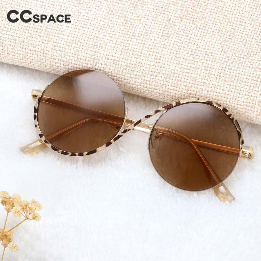 CCSpace Unisex Semi Rim Round Alloy Frame Sunglasses 54042 Sunglasses CCspace Sunglasses   