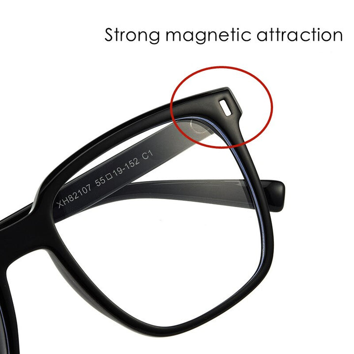 KatKani Unisex Full Rim TR 90 Resin Frame Eyeglasses Magnetic Clip On Sunglasses 82107 Clip On Sunglasses KatKani Eyeglasses   