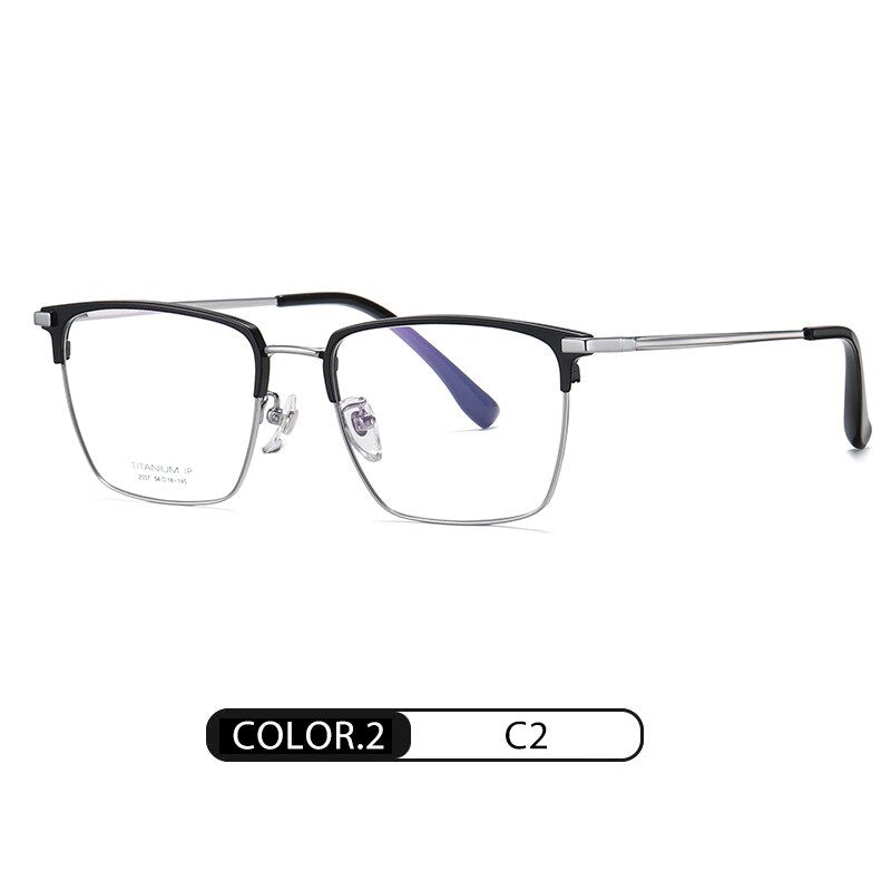 Hotochki Men's Full Rim Square Titanium Frame Eyeglasses Yj2037 Full Rim Hotochki C2  