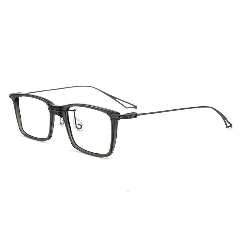 Yimaruili Unisex Full Rim Square Acetate Titanium Eyeglasses 1128 Full Rim Yimaruili Eyeglasses Transparent Gray  