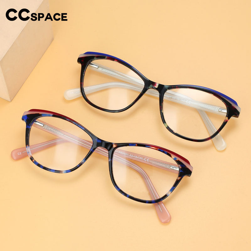 CCSpace Unisex Full Rim Small Square Cat Eye Acetate Eyeglasses 55571 Full Rim CCspace   