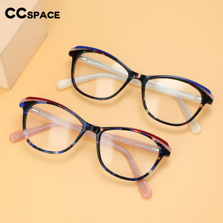 CCspace Unisex Full Rim Small Square Cat Eye Acetate Eyeglasses 55571 Full Rim CCspace   