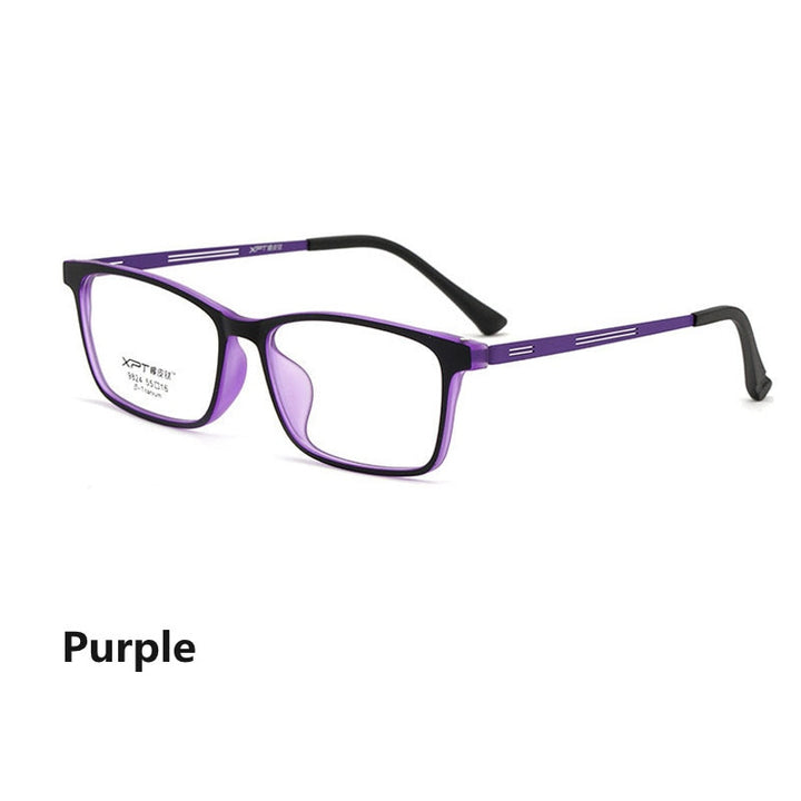 Handoer Unisex Full Rim Square Tr 90 Titanium Hyperopic Photochromic +350 To +600 Reading Glasses 9824 Reading Glasses Handoer +350 purple 