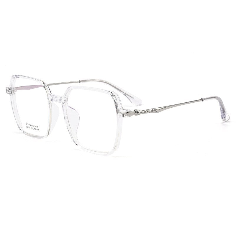 KatKani Unisex Full Rim Square TR 90 Resin β Titanium IP Frame Eyeglasses Full Rim KatKani Eyeglasses Transparent  