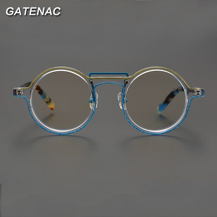 Gatenac Unisex Full Rim Round Acetate Eyeglasses Gxyj982 Full Rim Gatenac   