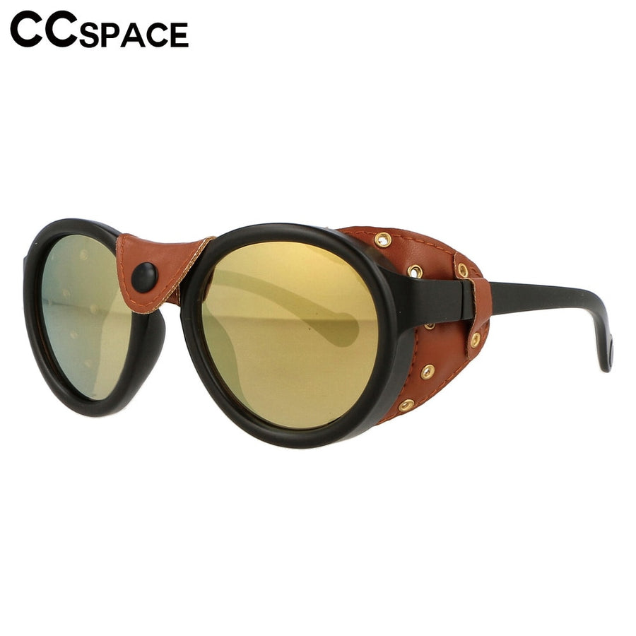 CCSpace Unisex Full Rim Oval Round Resin Frame Steampunk Sunglasses 46311 Sunglasses CCspace Sunglasses   