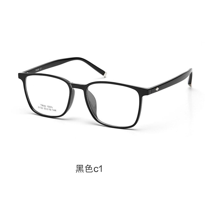 Kansept Unisex Full Rim Square Tr 90 Titanium Eyeglasses 6138 Full Rim Kansept C1 bright black  