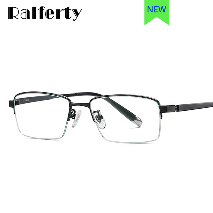 Ralferty Men's Semi Rim Rectangle Titanium Eyeglasses Semi Rim Ralferty   