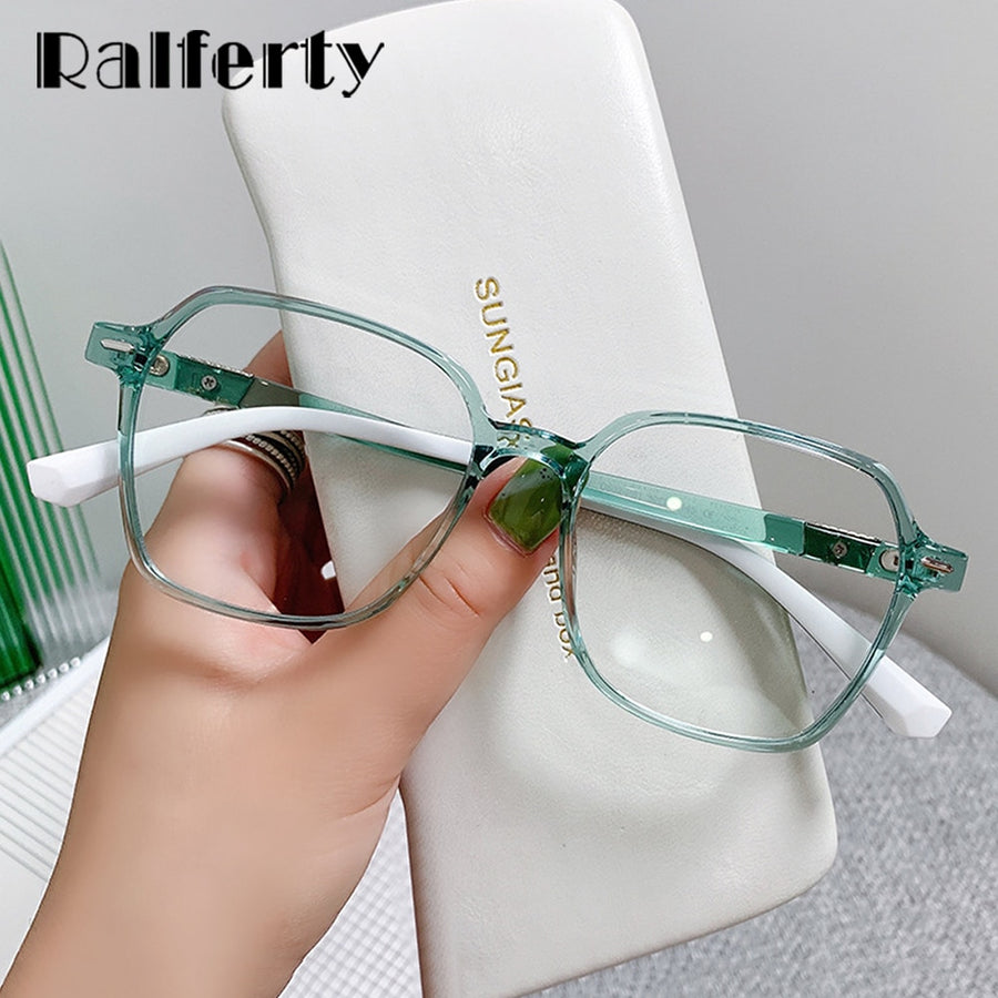 Ralferty Women's Full Rim Irregular Square Tr 90 Acetate Eyeglasses D862 Full Rim Ralferty   