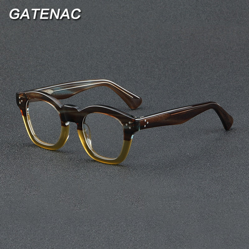 Gatenac Unisex Full Rim Square Acetate Eyeglasses Gxyj931 Full Rim Gatenac   