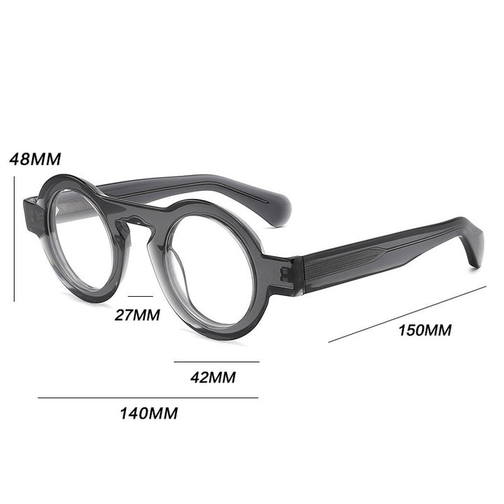 Gatenac Unisex Full Rim Round Handcrafted Acetate Frame Eyeglasses Gxyj771 Full Rim Gatenac   