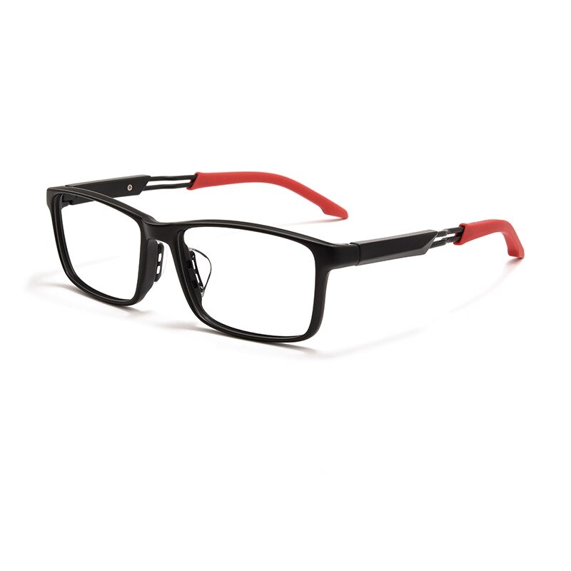 Yimaruili Unisex Full Rim Square Ultem Silicone Sports Eyeglasses 6202g Full Rim Yimaruili Eyeglasses Black Red  