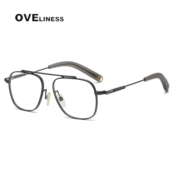 Oveliness Unisex Full Rim Square Double Bridge Titanium Eyeglasses 105 Full Rim Oveliness gun  