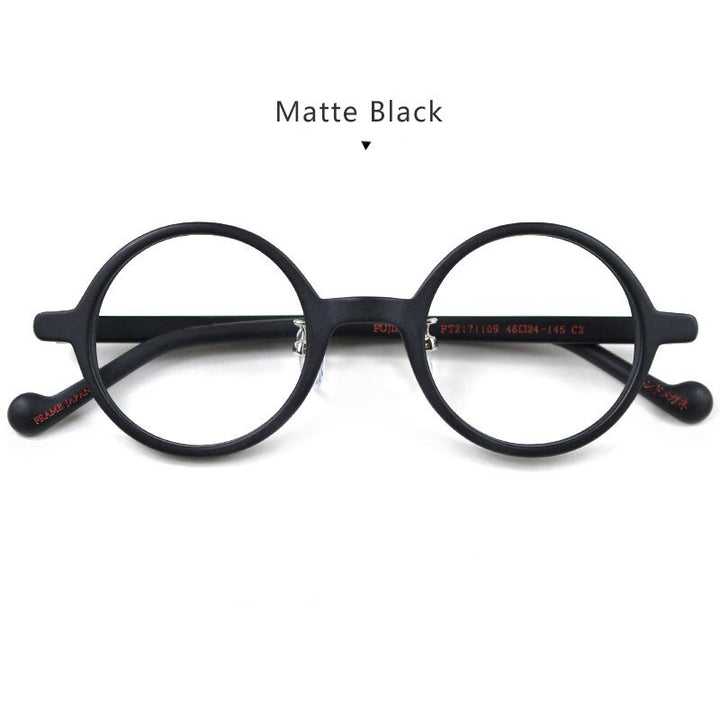 Hdcrafter Unisex Full Rim Round Acetate Eyeglasses Pt2171109 Full Rim Hdcrafter Eyeglasses Matte Black  