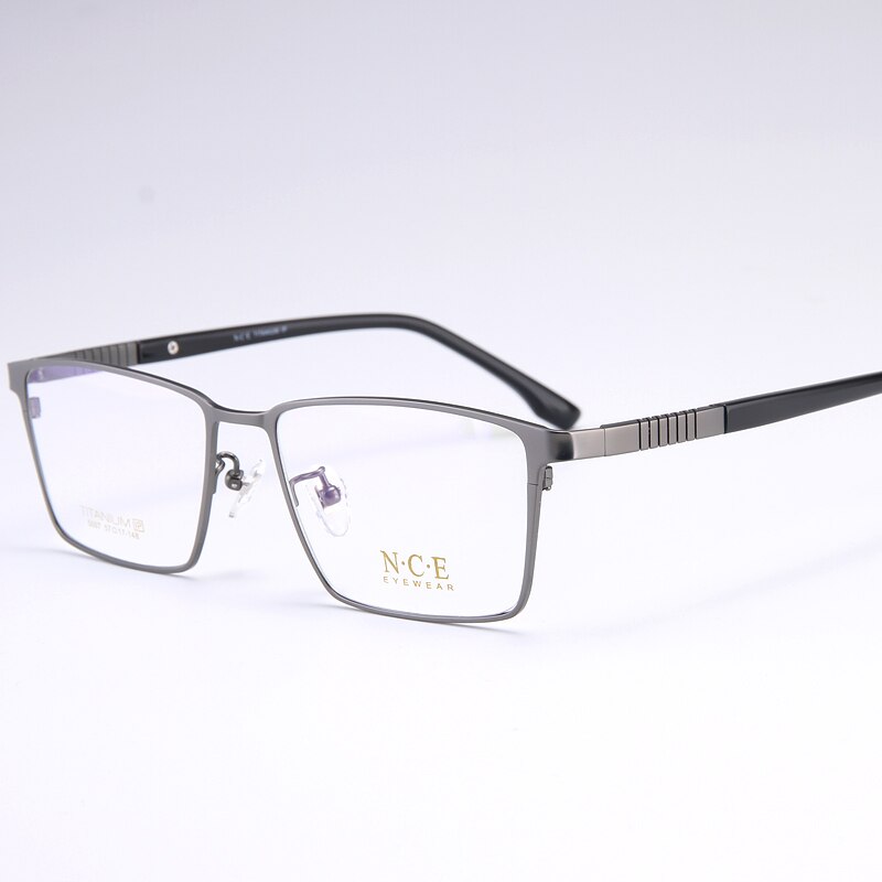 Bclear Men's Full Rim Square Titanium Eyeglasses My5007 Full Rim Bclear Gray  