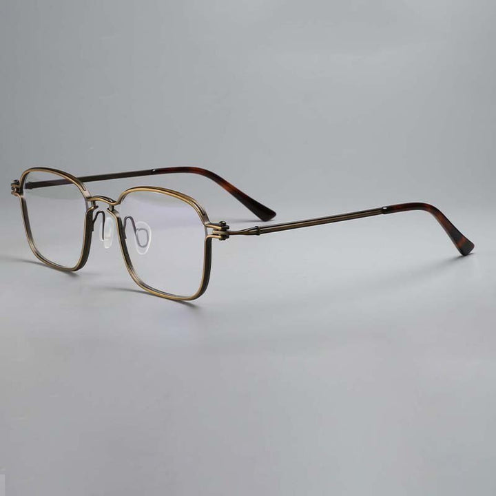 CCSpace Unisex Full Rim Square Handcrafted Titanium Eyeglasses 54708 Full Rim CCspace China Bronze 