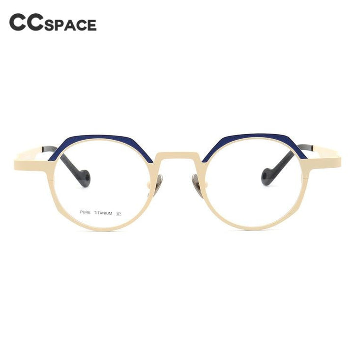 CCSpace Unisex Full Rim Flat Top Round Handcrafted Titanium Eyeglasses 55673 Full Rim CCspace   