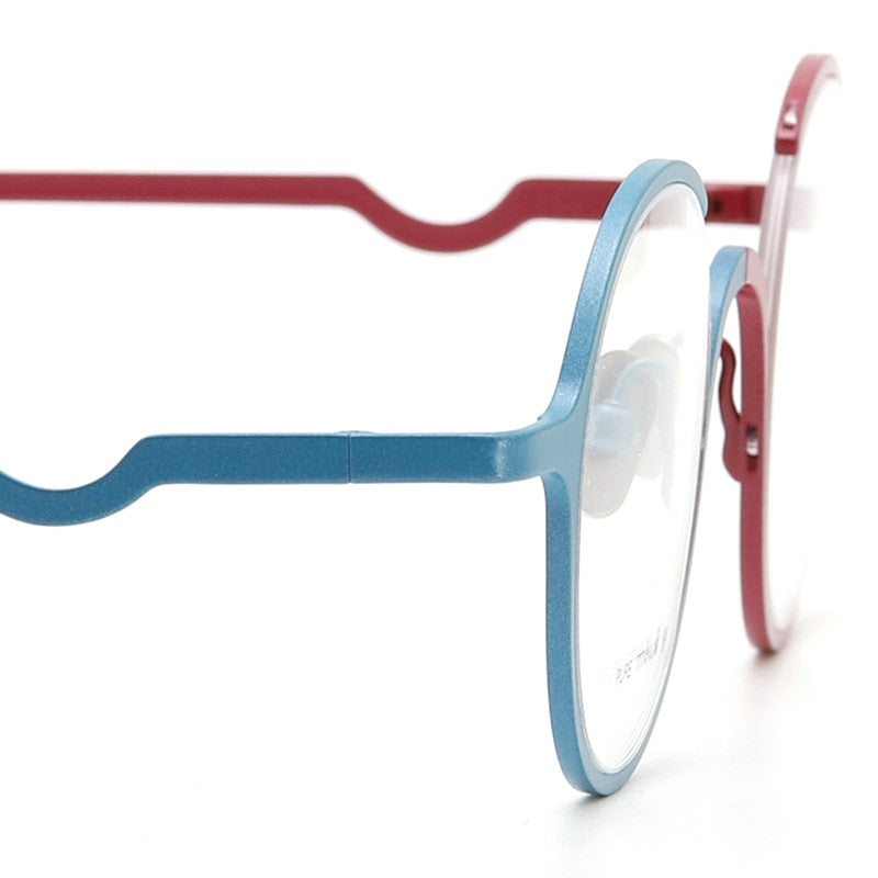 Muzz Unisex Semi Rim Round Titanium Eyeglasses T7771 Semi Rim Muzz   