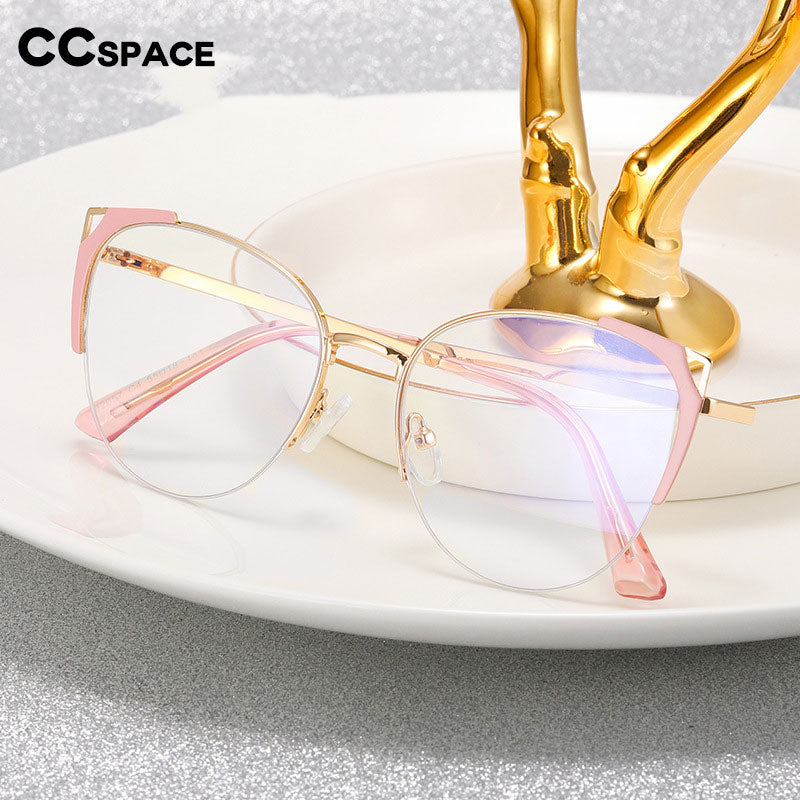 CCSpace Women's Full Rim Square Cat Eye Alloy Eyeglasses 55263 Full Rim CCspace   