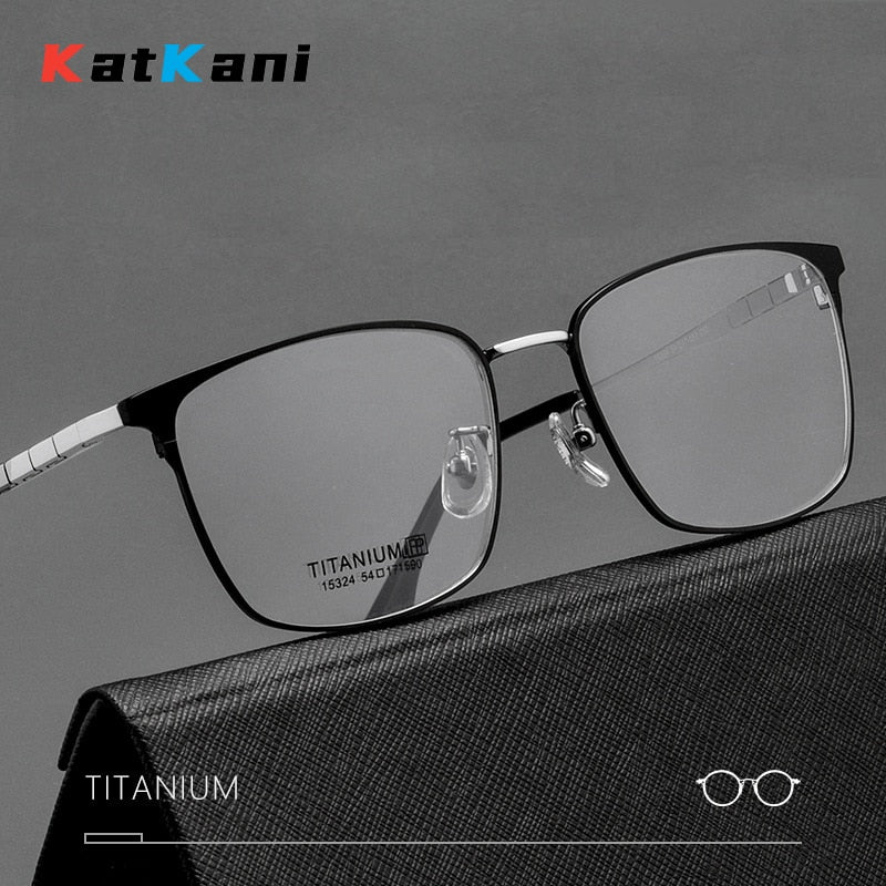 KatKani Unisex Full Rim Square Titanium Eyeglasses 15324p Full Rim KatKani Eyeglasses   