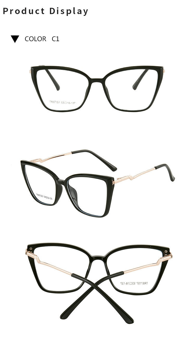 KatKani Women's Full Rim Cat Eye TR 90 Resin Frame Eyeglasses 7157 Full Rim KatKani Eyeglasses   