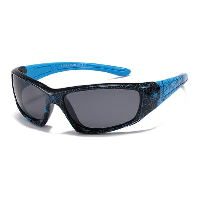 Ralferty Unisex Children's Full Rim Rectangle Acetate Polarized Sunglasses M805 Sunglasses Ralferty C18 Black - Blue China As picture