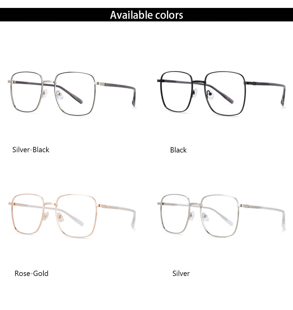 CCspace Unisex Full Rim Oversized Square Alloy Frame Eyeglasses 54312 Full Rim CCspace   