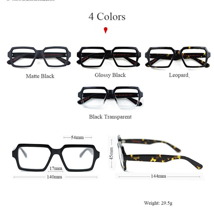 Hdcrafter Men's Full Rim Oversized Square Acetate Frame Eyeglasses Ft2171099 Full Rim Hdcrafter Eyeglasses   