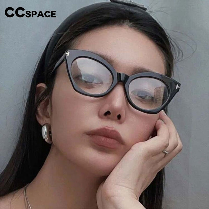 CCSpace Women's Full Rim Square Cat Eye Acetate Frame Eyeglasses 54615 Full Rim CCspace   