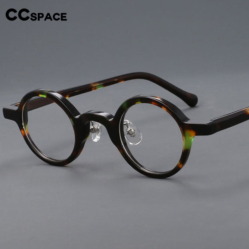 CCSpace Unisex Full Rim Round Handcrafted Acetate Eyeglasses 55698 Full Rim CCspace   