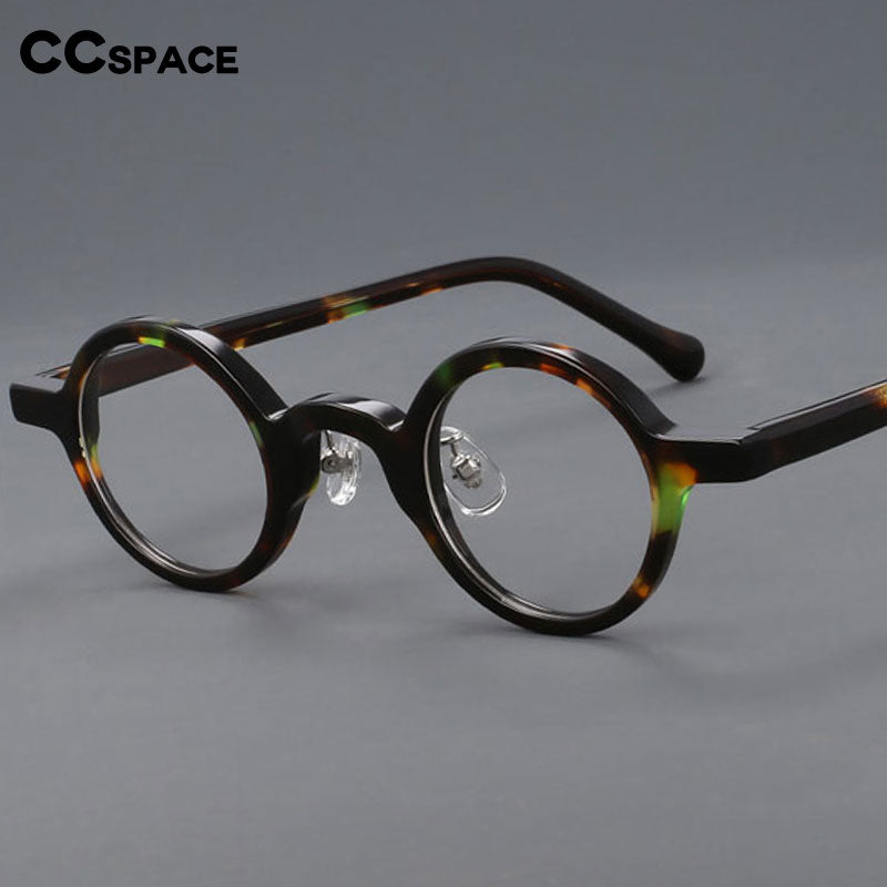 CCspace Unisex Full Rim Round Handcrafted Acetate Eyeglasses 55698 Full Rim CCspace   